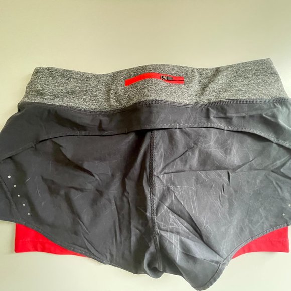 MPG / Grey Gym Shorts with Neon Orange Inner Short - Women's Active Wear, M - Picture 3 of 3